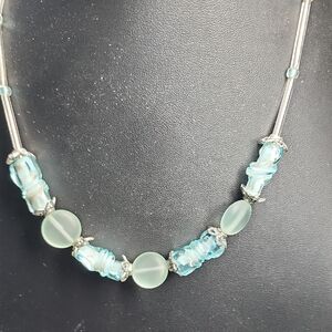 Elegant Silver and Blue Beaded Necklace